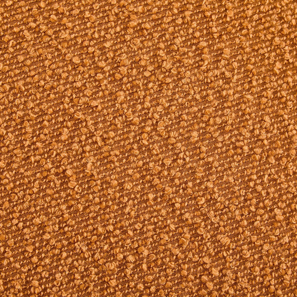 Round Boucle Ottoman with Rubber Wood Legs.