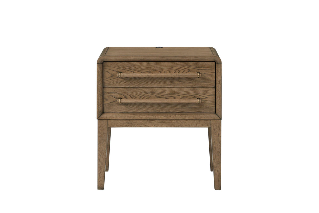 Solid Wood Latte Nightstand with Drawers.