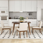 Mid-Century Modern Dining Set with Rubberwood Table and Chairs.