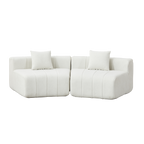 Chenille Curved Sectional Sofa with 2 Pillows.