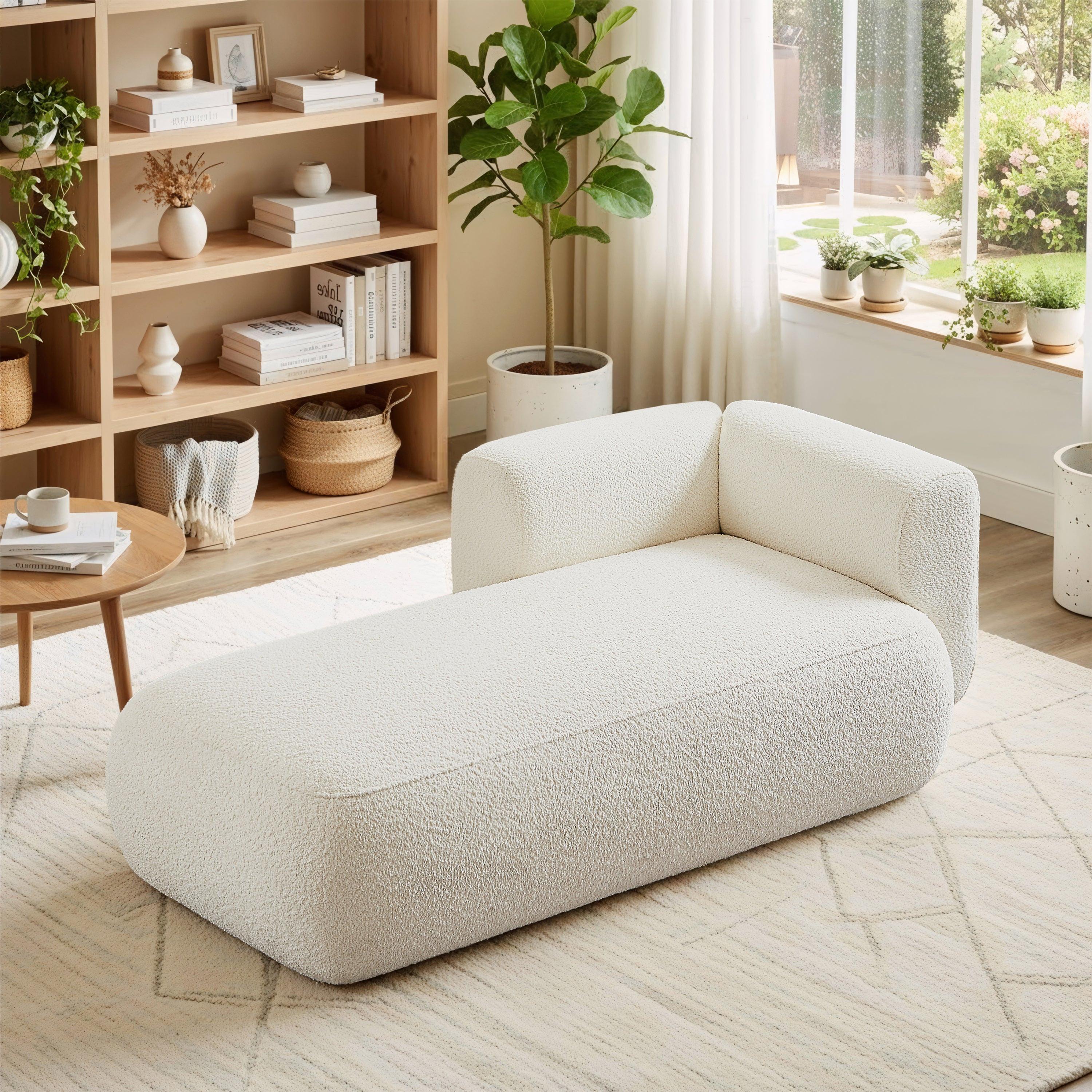 Stylish Upholstered Chaise Lounge for Relaxation.