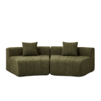 Chenille Curved Sectional Sofa with 2 Pillows.