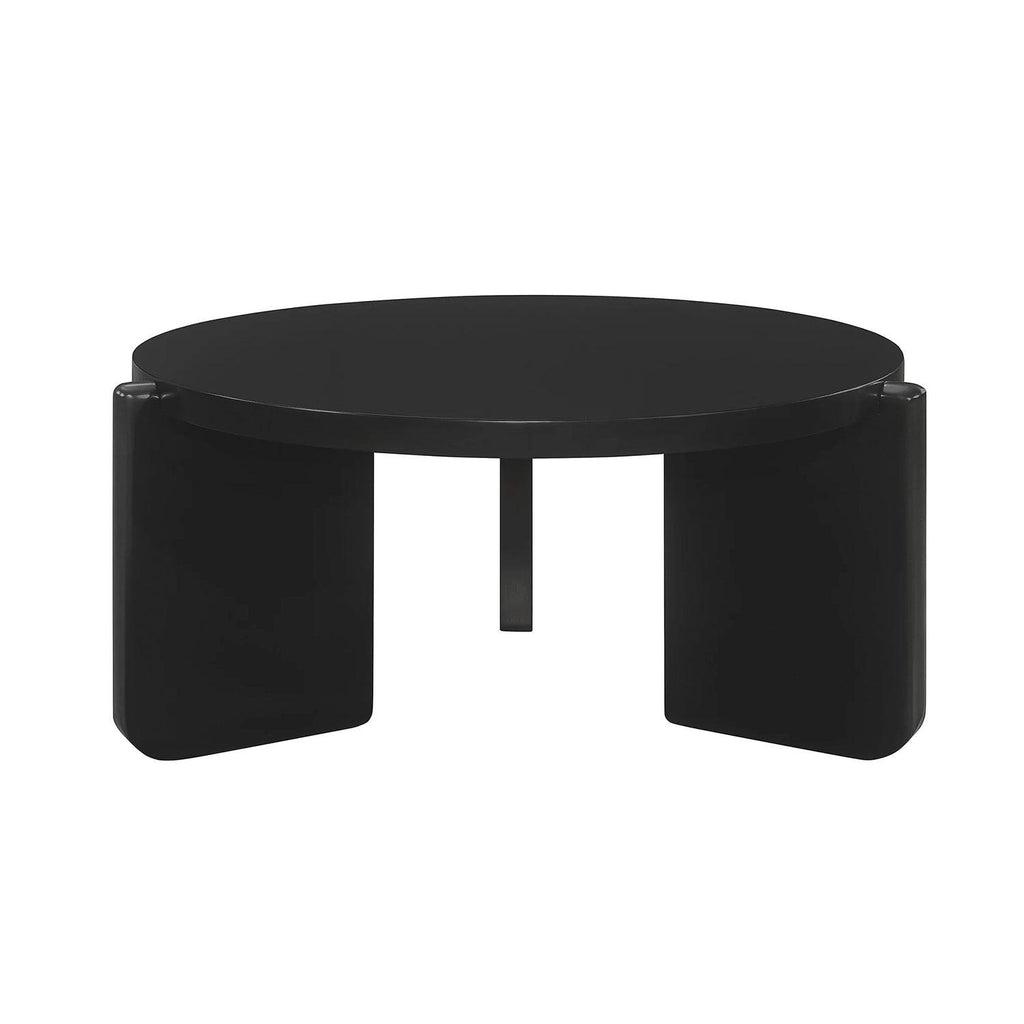 Round Wooden Coffee Table, Black.