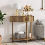 Half-Moon Console Table - Walnut for Entryway & Living Room.