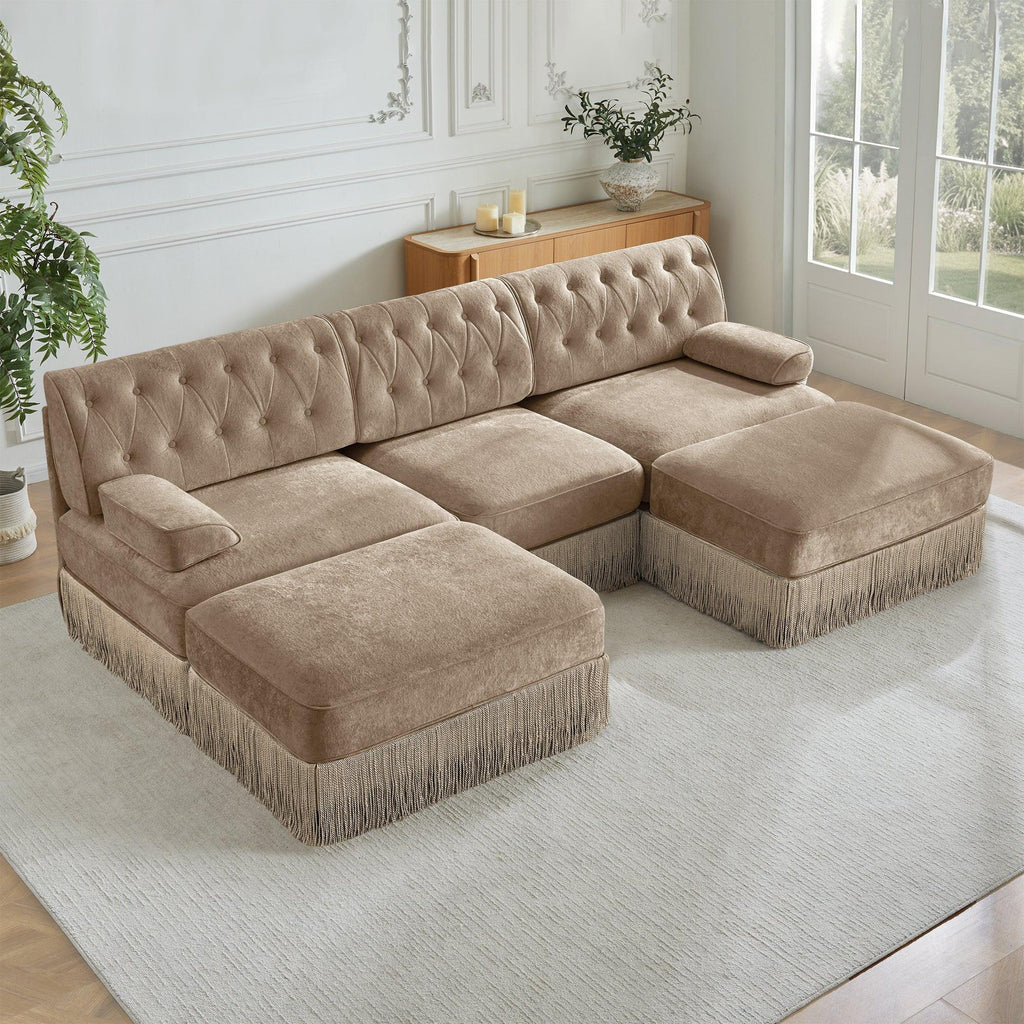 Modular Velvet Chesterfield Sofa for Living Rooms.
