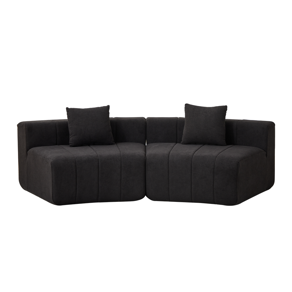 Chenille Curved Sectional Sofa with Pillows for Comfort.
