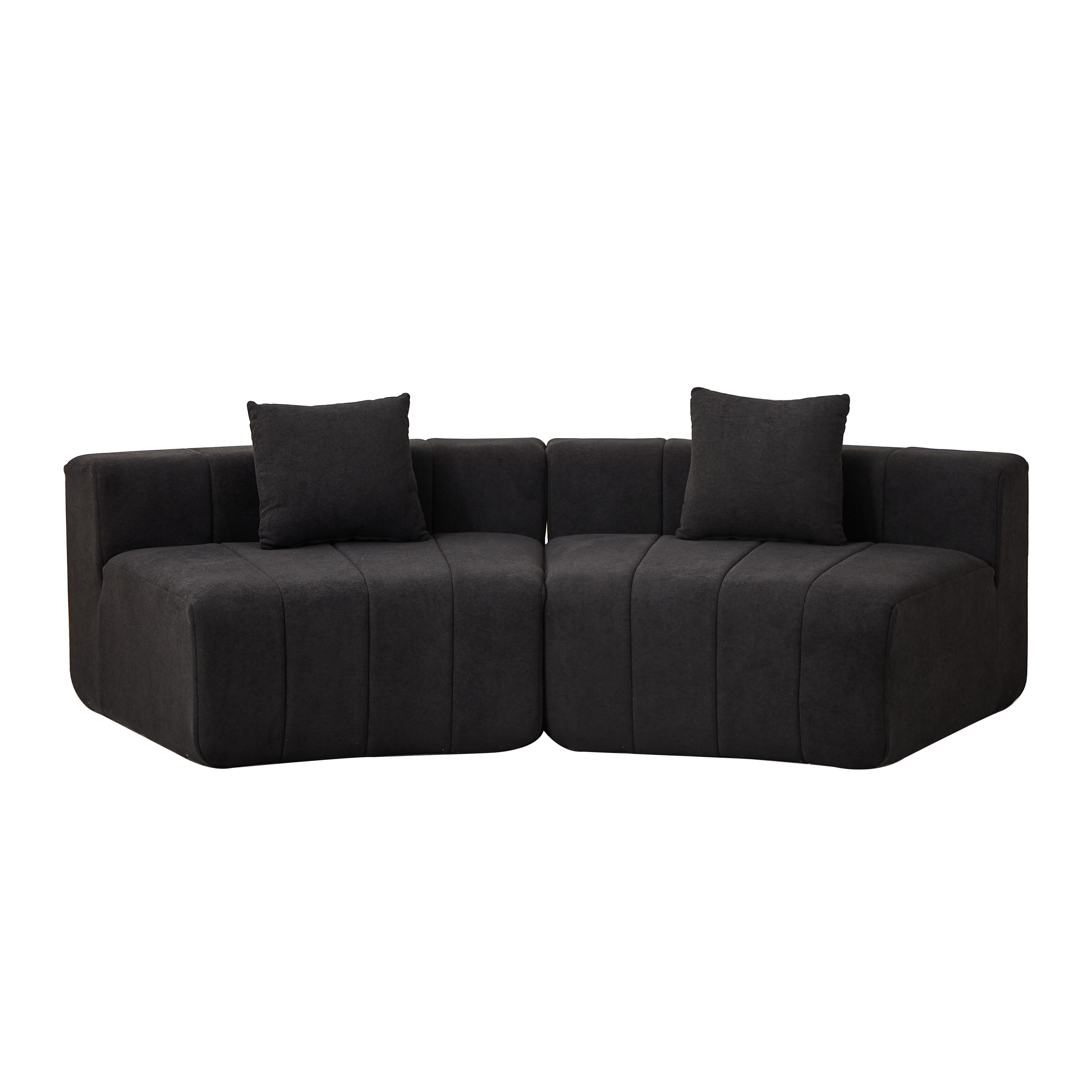 Chenille Curved Sectional Sofa with Pillows for Comfort.