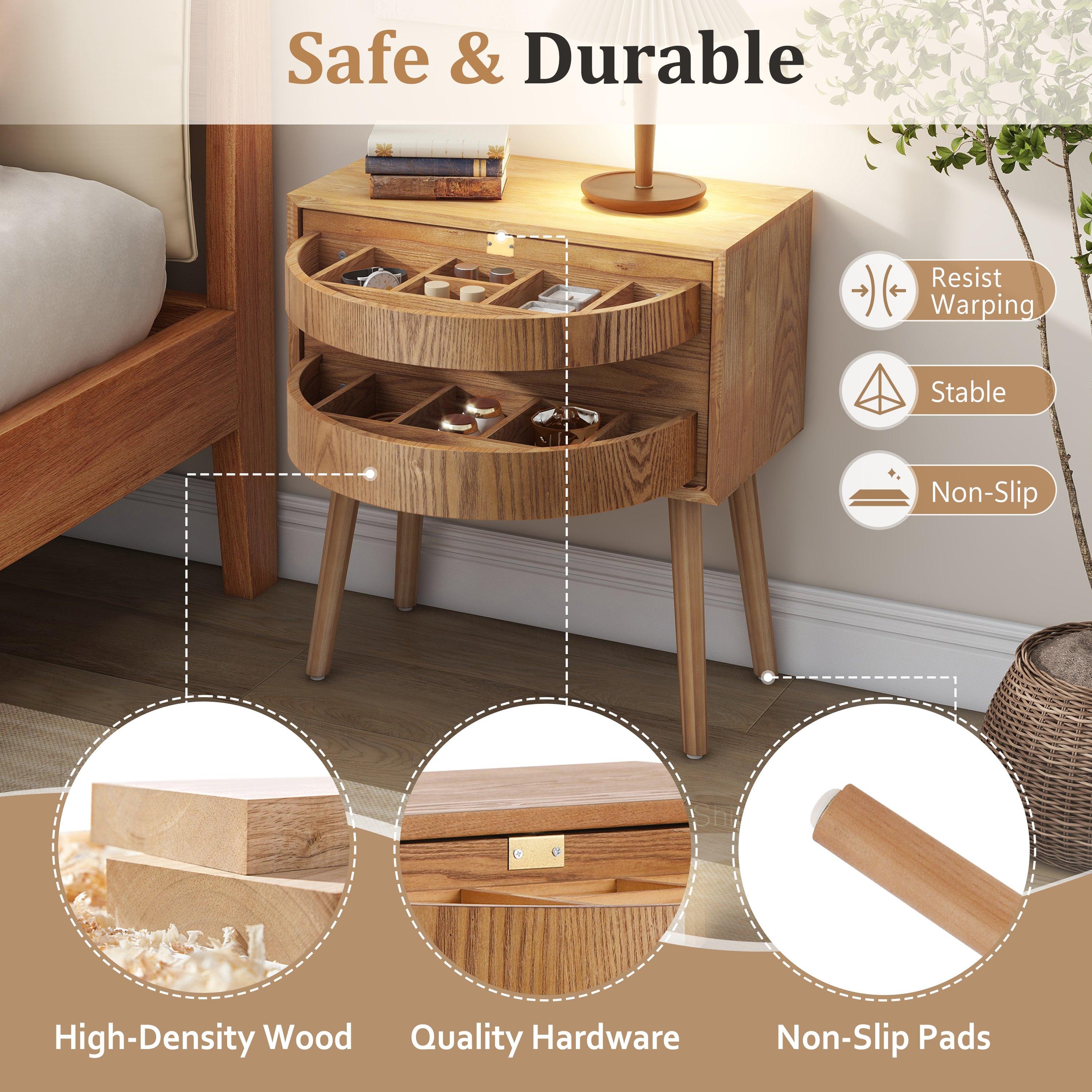 Rotating Hidden Compartment Nightstand for Smart Storage.