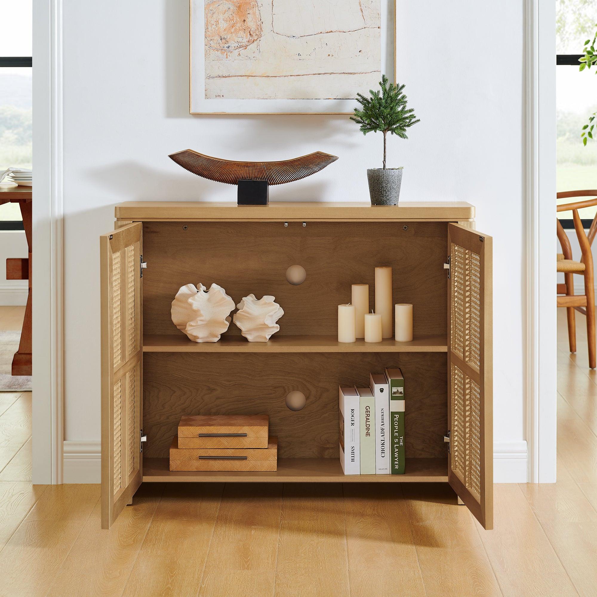 39.4' Rattan Sideboard Buffet Cabinet for Modern Storage.