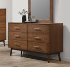 Walnut Dresser - Mid-Century Modern 5-Drawer Storage.