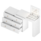 Vanity Desk with Mirror and Lights - Flip-Top Makeup Table.