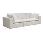 Modular Sectional Sofa in White with Plush Corduroy Fabric.