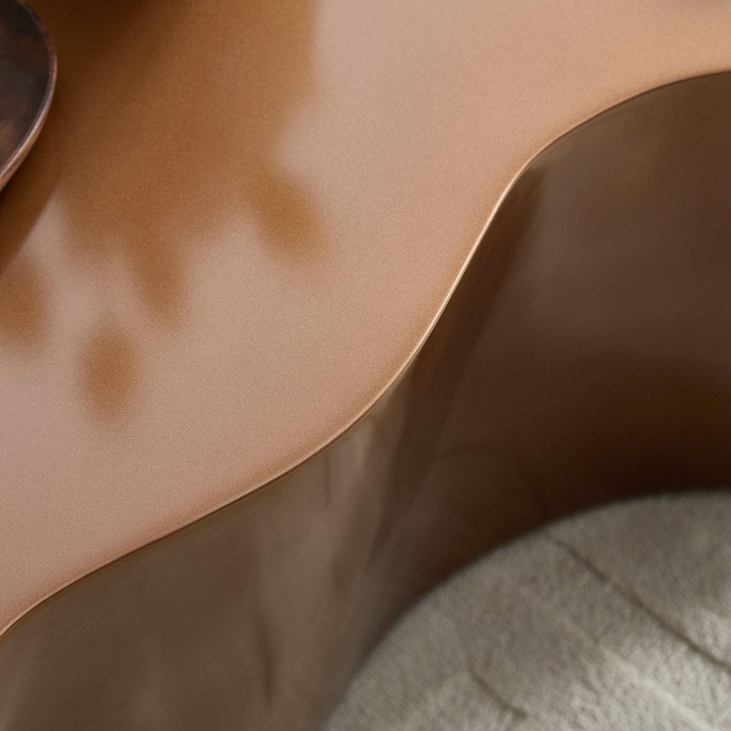 Brown Fiberglass Coffee Table - 50 Inch Unique Shape.
