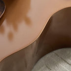 Brown Fiberglass Coffee Table - 50 Inch Unique Shape.