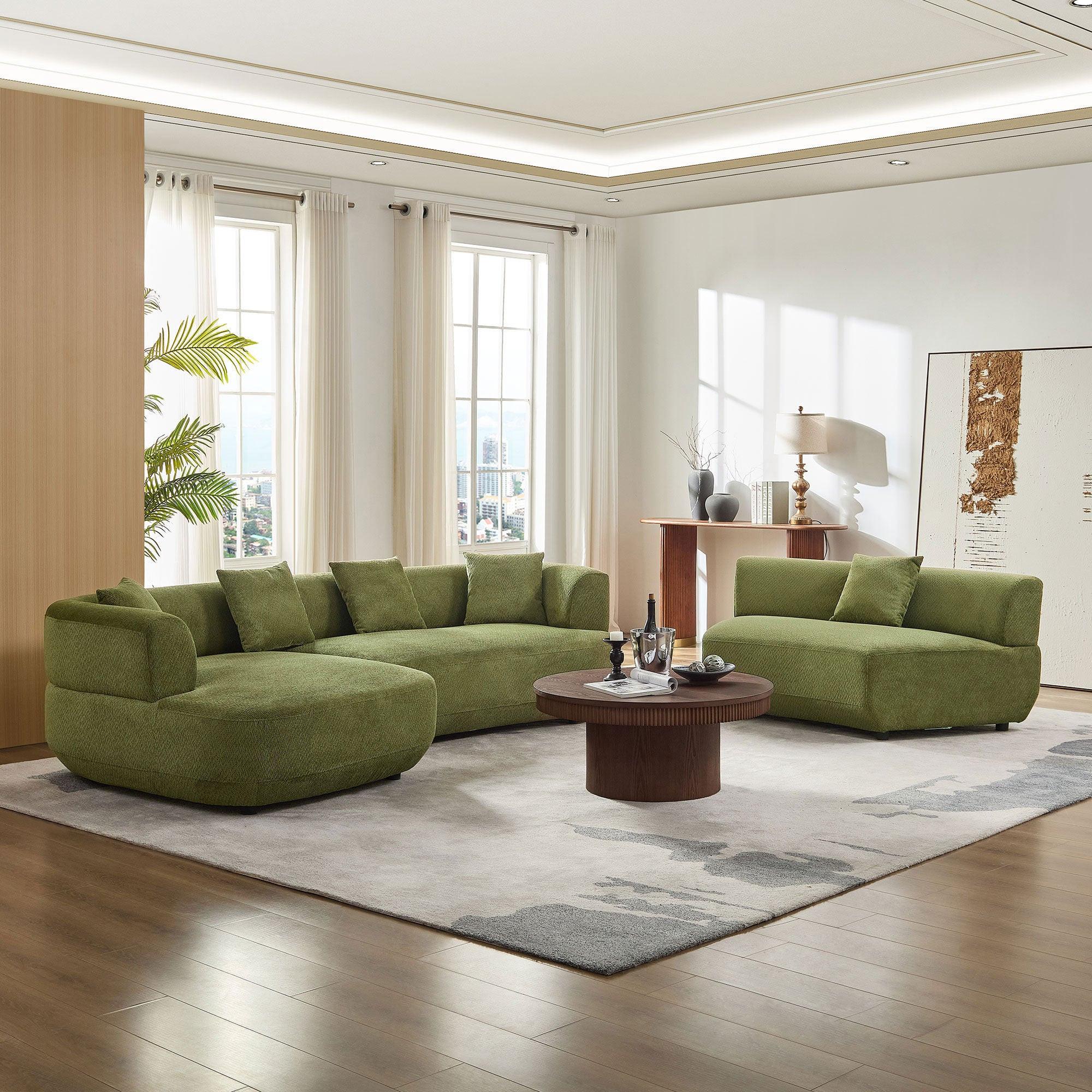 155.91 Inch Curved Modular Sofa with Pillows.