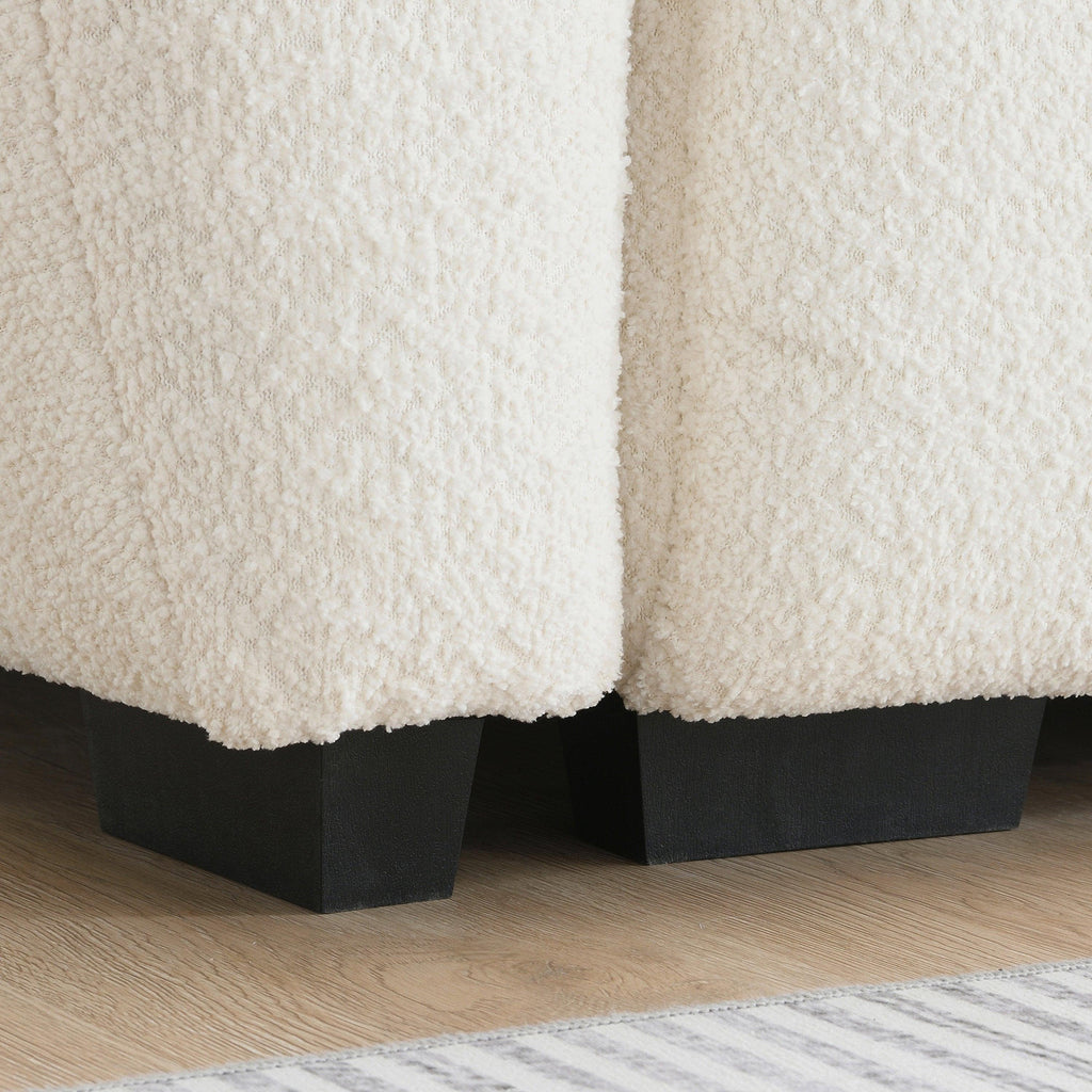 Modular Sectional Sofa with Movable Ottoman & Boucle Fabric.