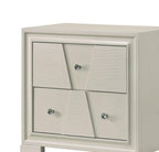 White Contemporary Nightstand with Textured Panels.
