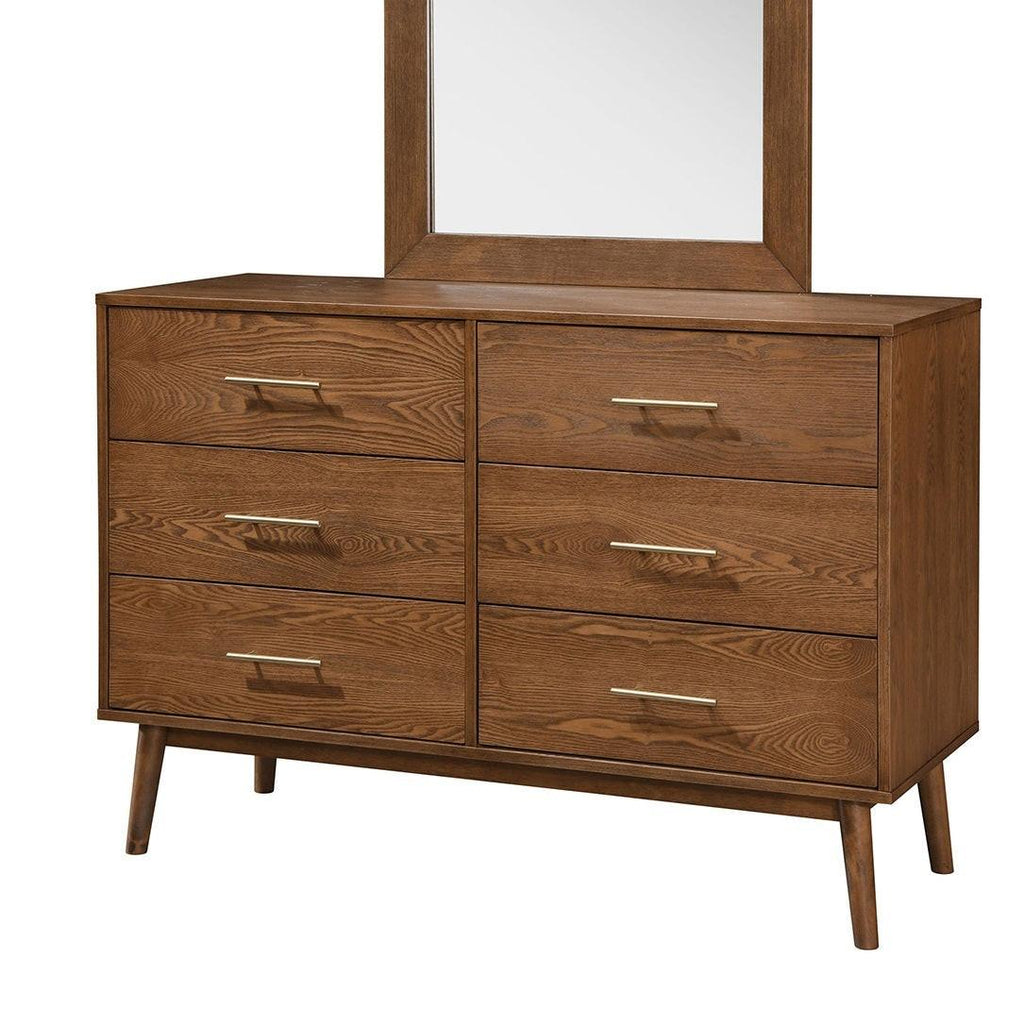 Walnut Dresser - Mid-Century Modern 5-Drawer Storage.