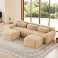 Versatile U-Shaped Sofa with Plush Fabric & Modular Design.