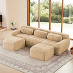 Versatile U-Shaped Sofa with Plush Fabric & Modular Design.