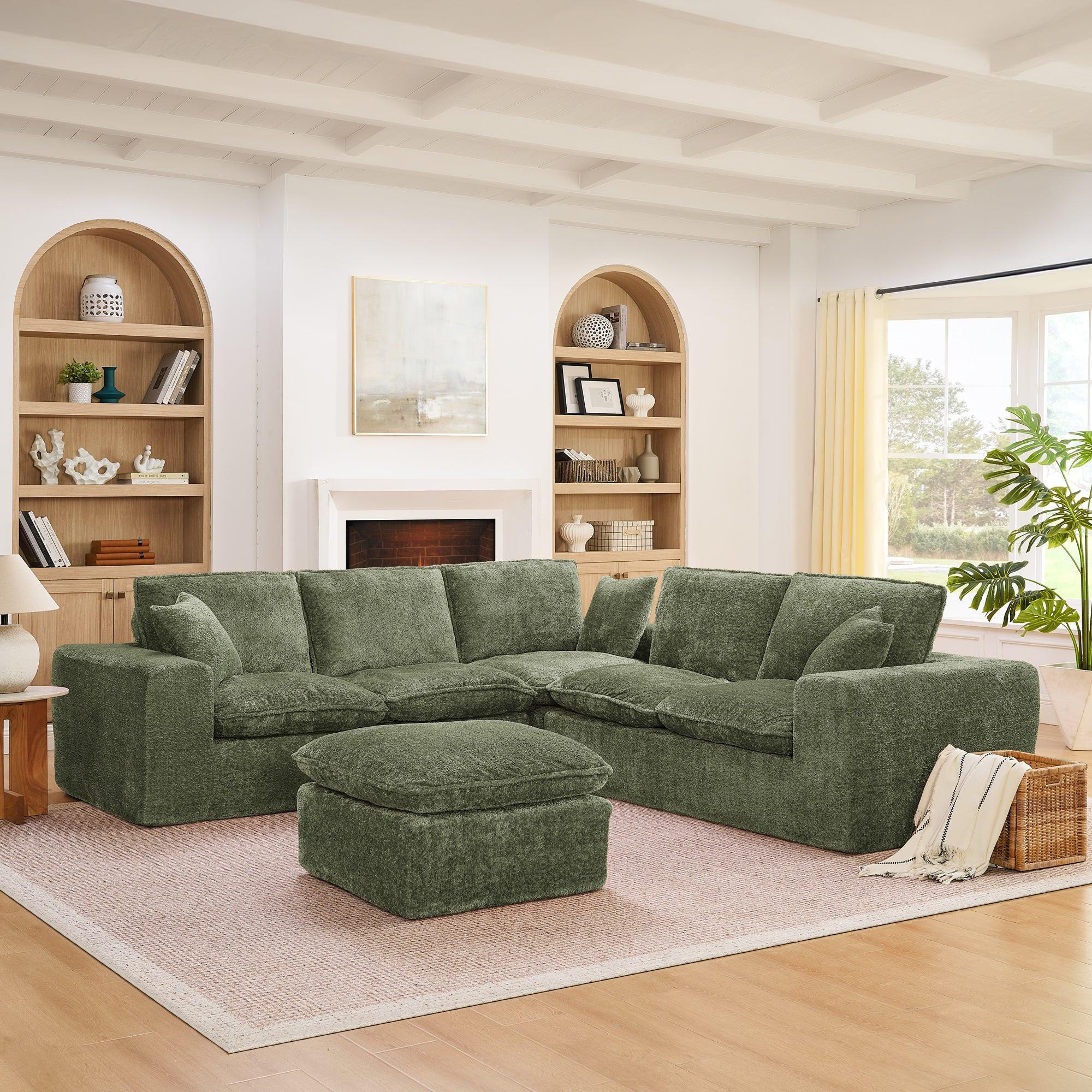 107'' L-shaped Sectional Sofa with Moveable Ottoman.