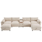 Modular Sectional Sofa with Console, Cup Holder, USB Charger.
