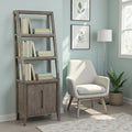 Avana 72-Inch Wood Bookshelf Pier in Smoky Greige with Bronze Accents