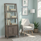 Avana 72-Inch Wood Bookshelf Pier in Smoky Greige with Bronze Accents