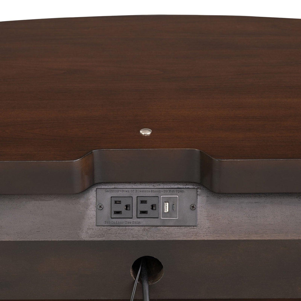 Traditional Nightstand with USB Ports in Dark Cherry Finish.