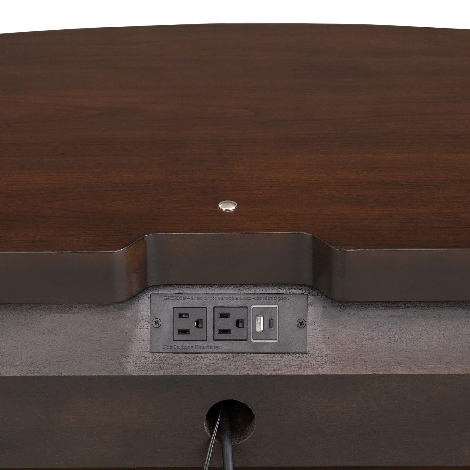 Traditional Nightstand with USB Ports in Dark Cherry Finish.