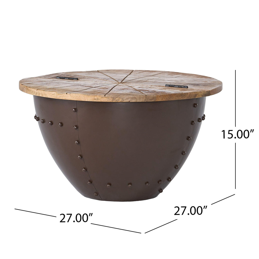 Modern Industrial Wooden & Iron Coffee Table.