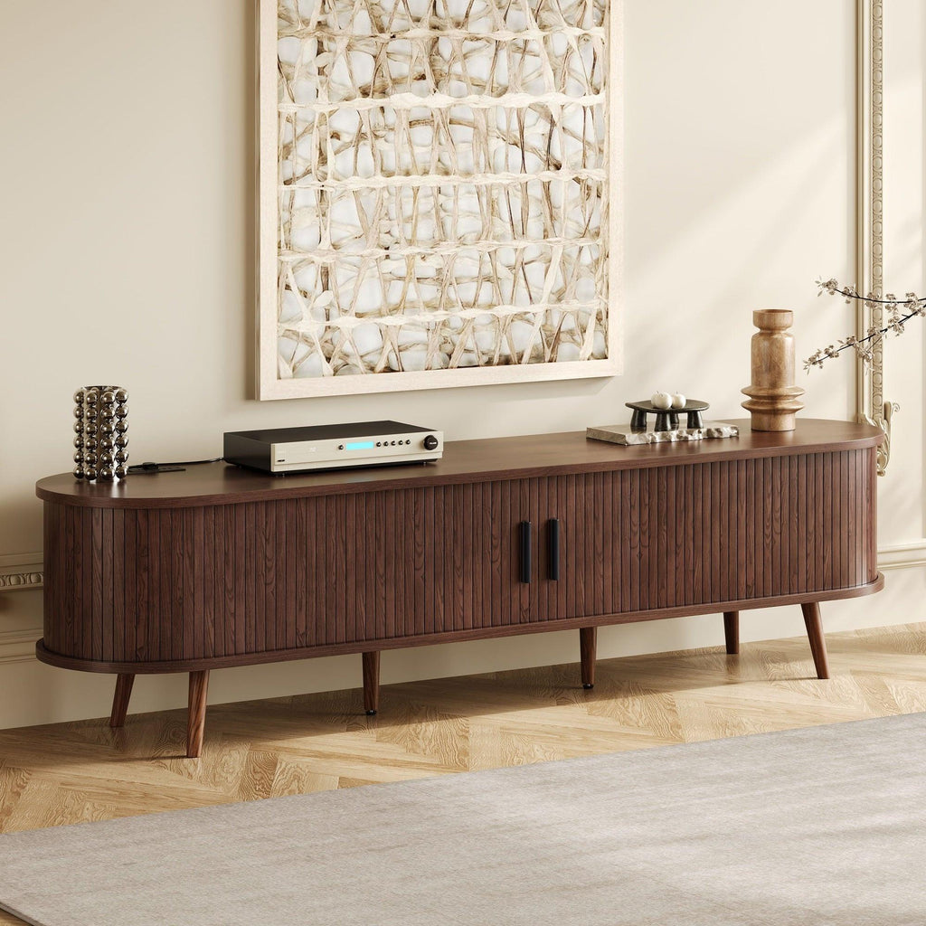 Mid Century Modern TV Stand for 70-Inch TVs with Power Outlet.