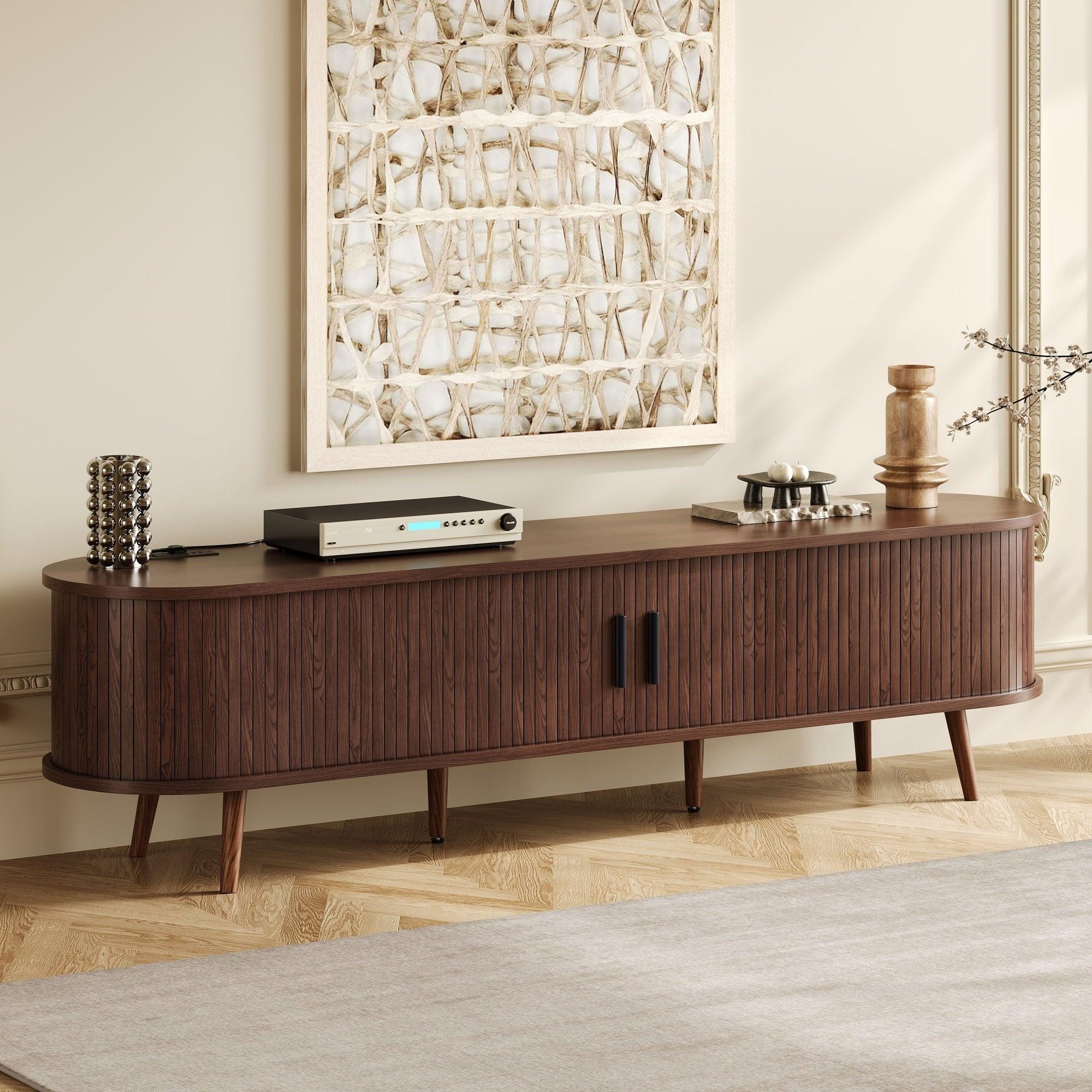 Mid Century Modern TV Stand for 70-Inch TVs with Power Outlet.