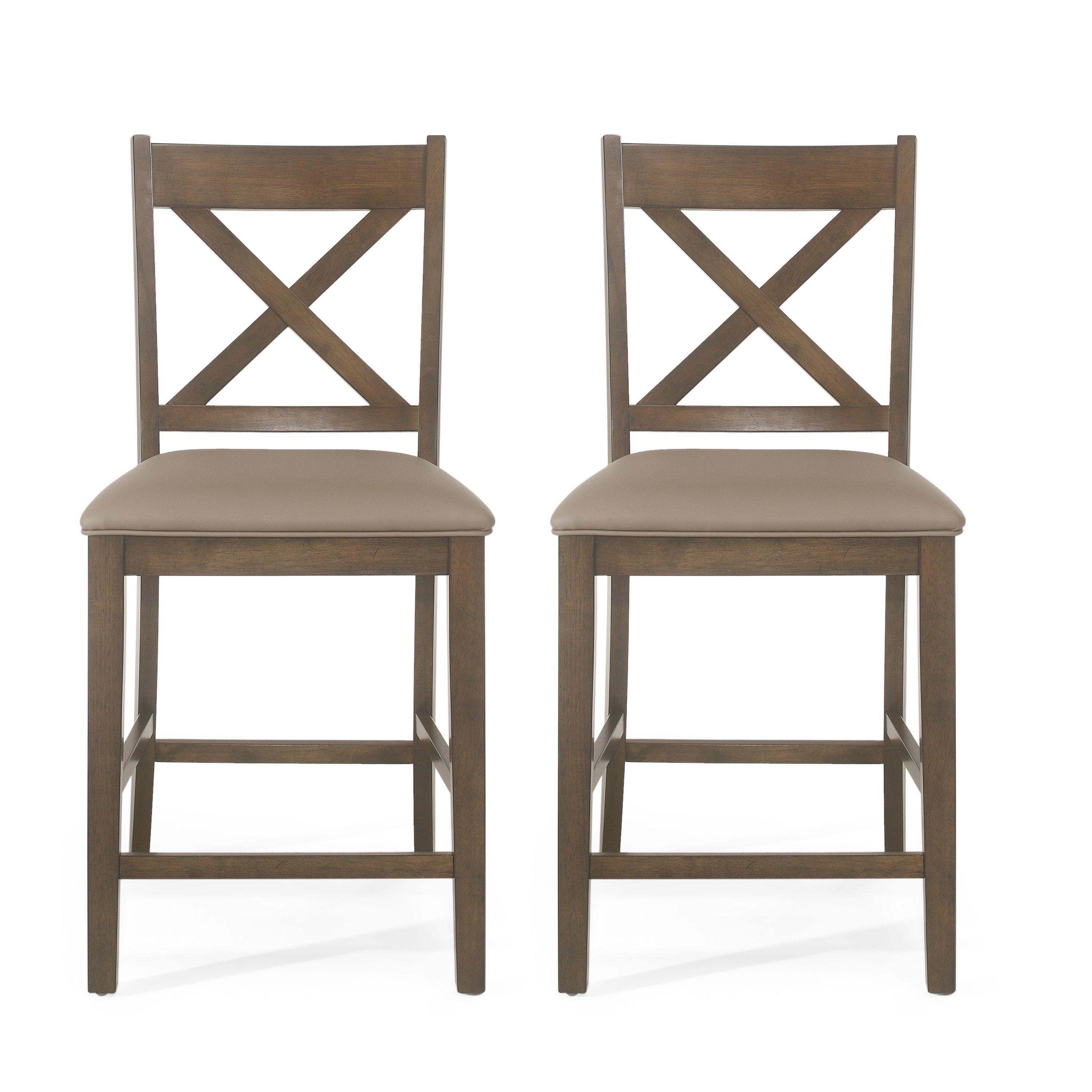 Farmhouse Counter Stools Set of 2 with X-Back Frame.