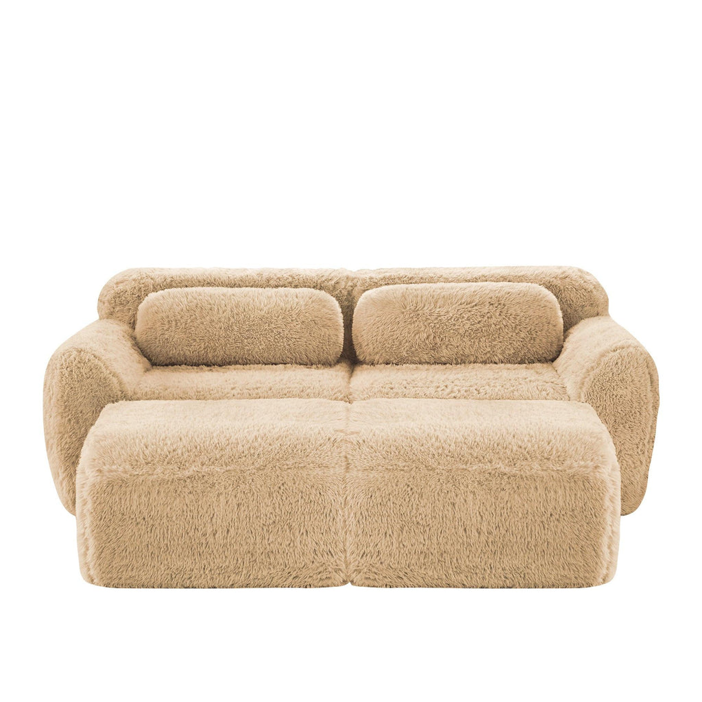 Plush Fabric Modular Sectional Sofa - No Assembly, Anti-Slip.