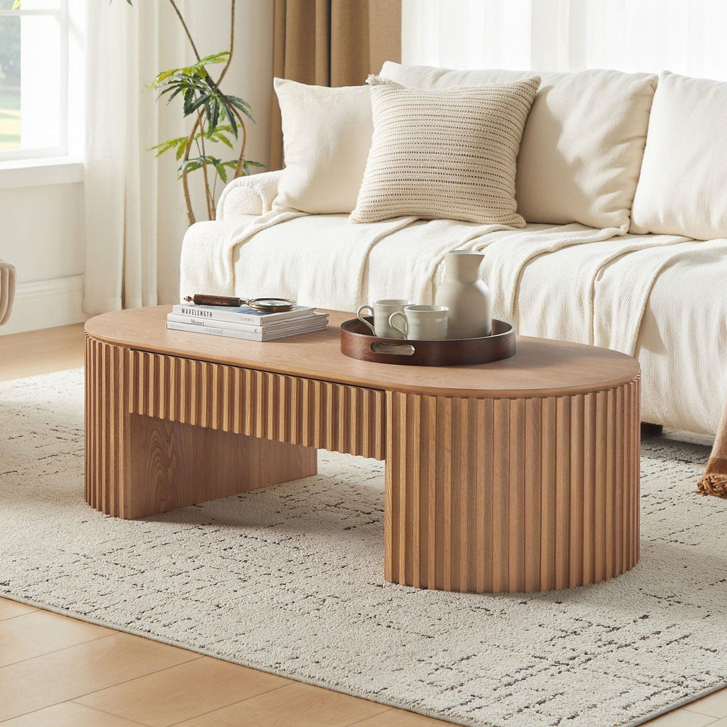 51.18'' Oval Coffee Table - Mid Century Modern Design.