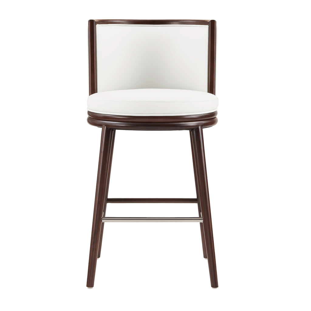 Evalyn White Leatherette Barstool with Beech Wood Legs