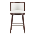 Evalyn White Leatherette Barstool with Beech Wood Legs