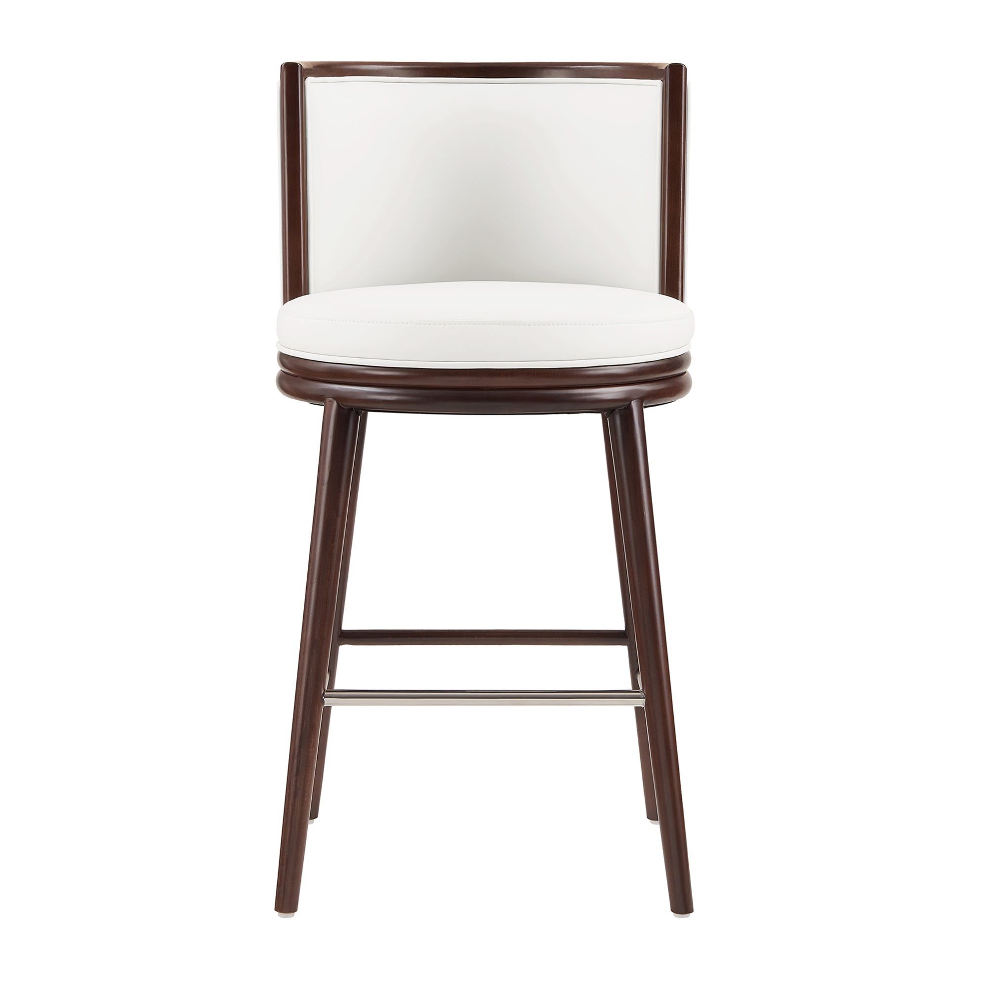 Evalyn White Leatherette Barstool with Beech Wood Legs