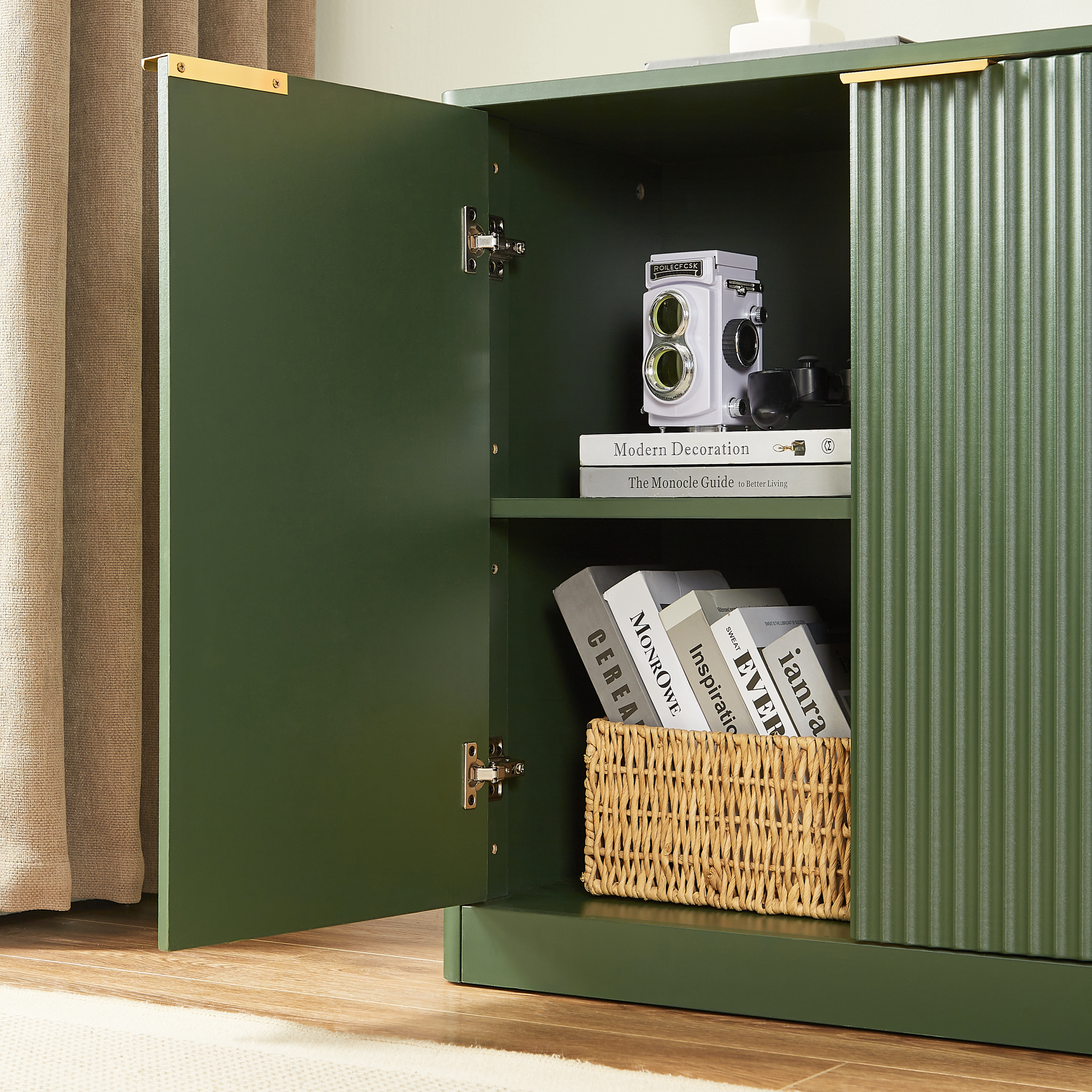 59-Inch Modern Wavy Sideboard - Curved Design Storage Cabinet.