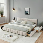 California King Upholstered Bed with Storage Drawer.