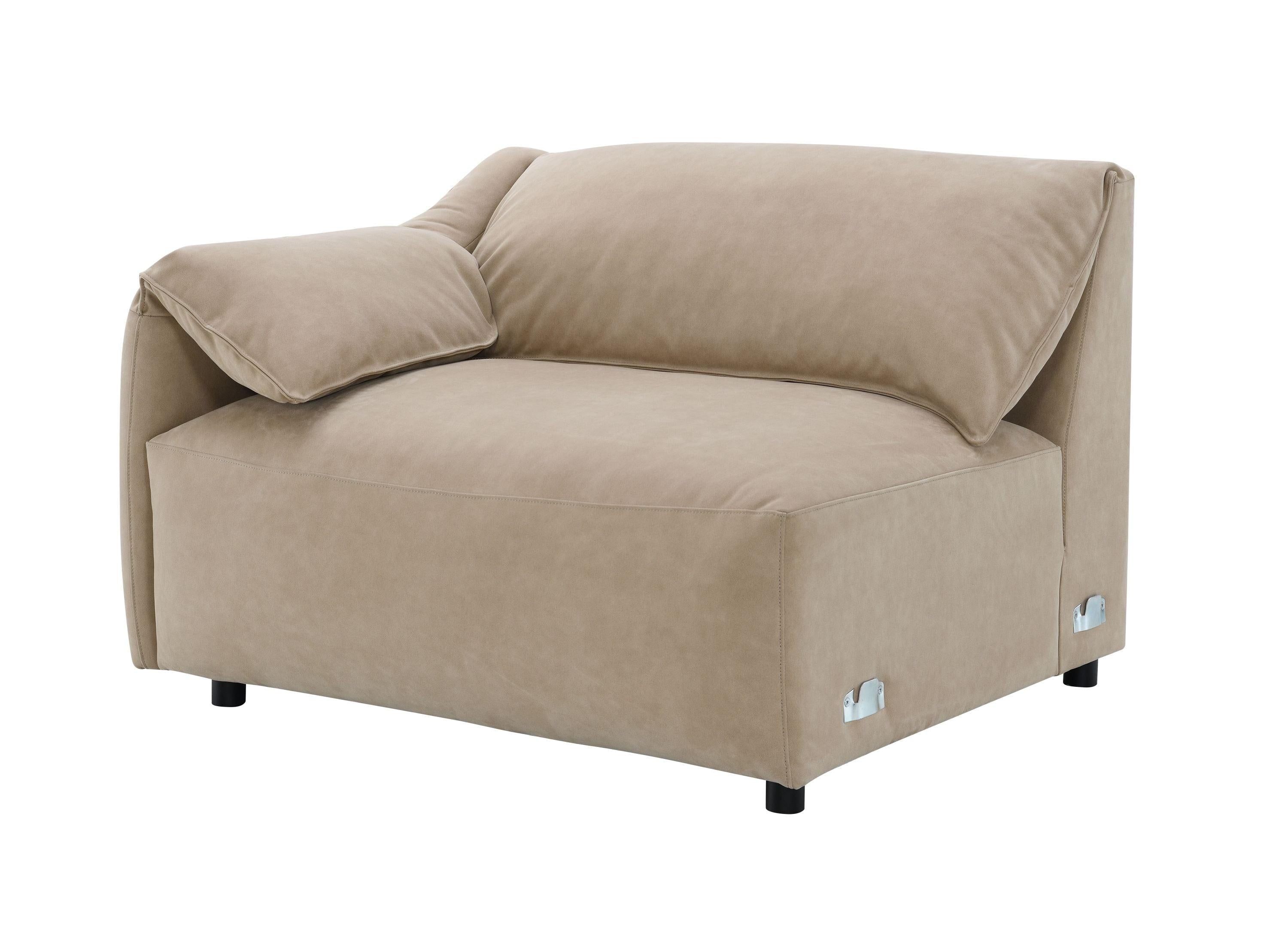 Veata Suede Sectional Sofa in Light Brown.