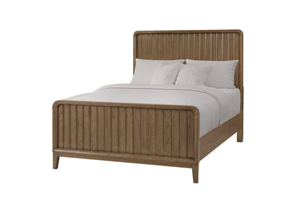 Latte Twin Bed - Solid Wood Twin Bed in side perspective, highlighting its durable frame and stylish vertical slat accents.