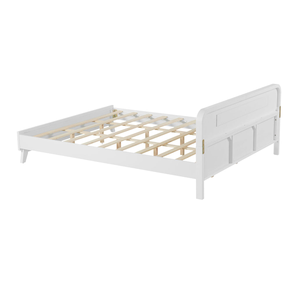 Pine Solid Wood Queen Size Bed - Durable & Elegant.
