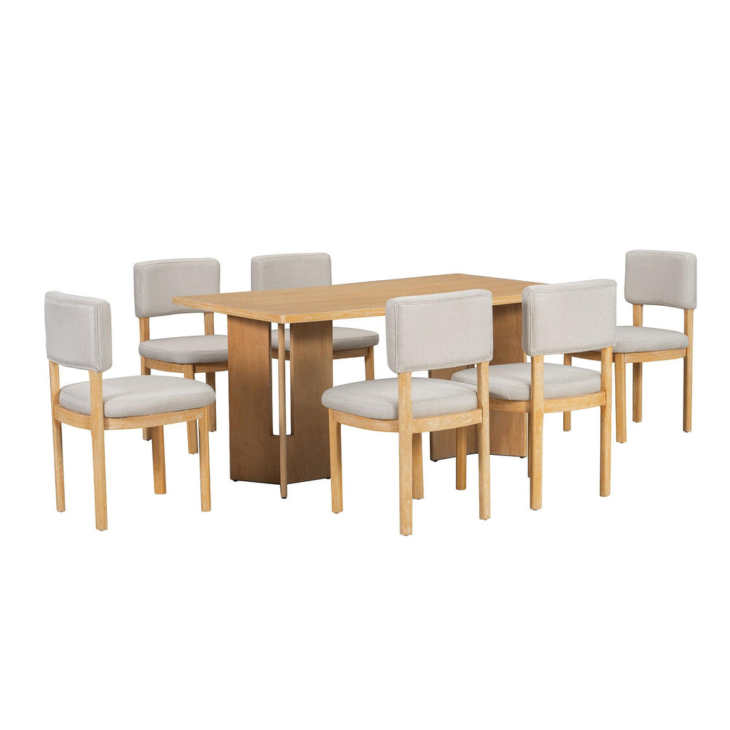 TREXM Farmhouse Wood Dining Table Set for 6 with Chairs.
