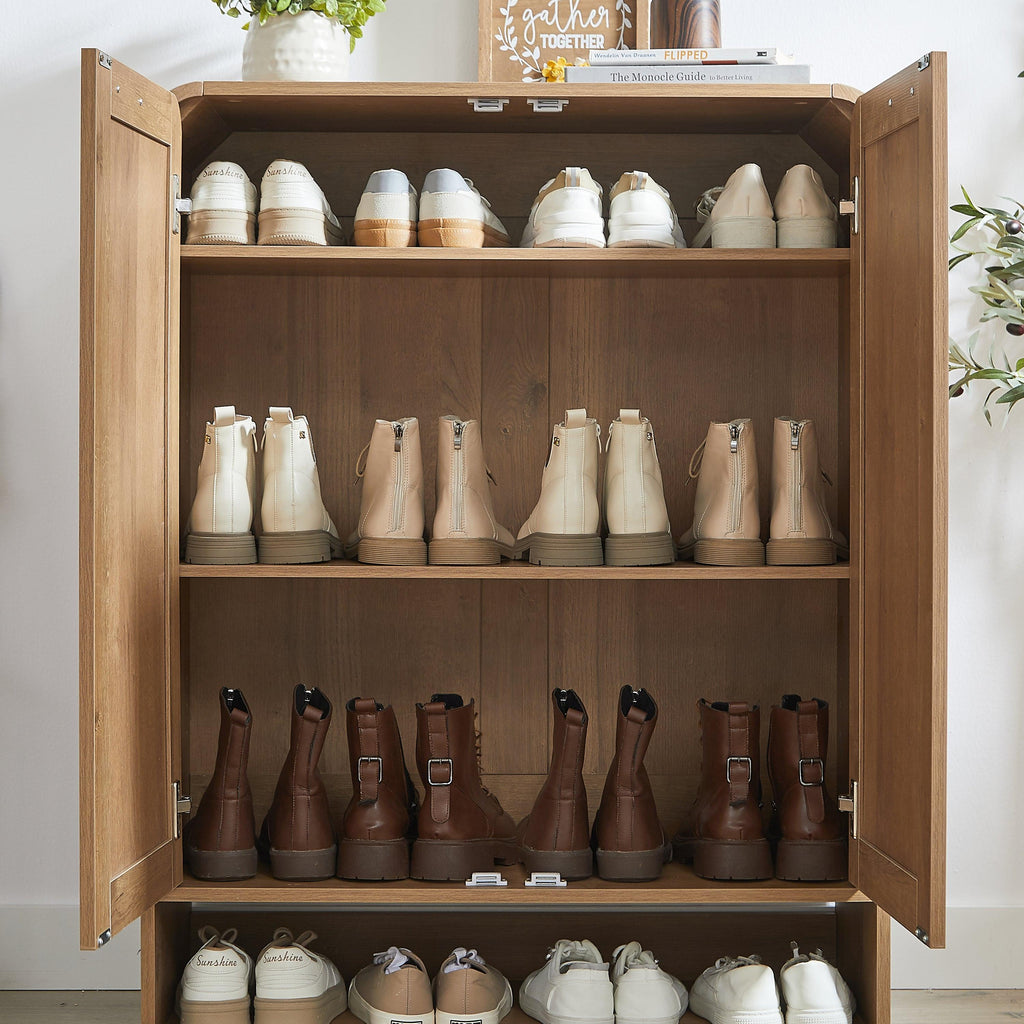 Rattan Shoe Cabinet with 6-Tiers for Shoe Storage.