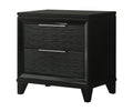 Contemporary Black Textured 2-Drawer Wooden Nightstand, 27-Inch