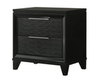 Contemporary Black Textured 2-Drawer Wooden Nightstand, 27-Inch