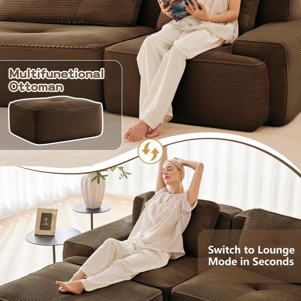 Modular Sectional Sofa for Living Room - 6-Seater V Shaped Couch.