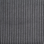 Close-up of dark gray corduroy fabric texture used on the modular sectional. Features soft ribbed pattern for added comfort.